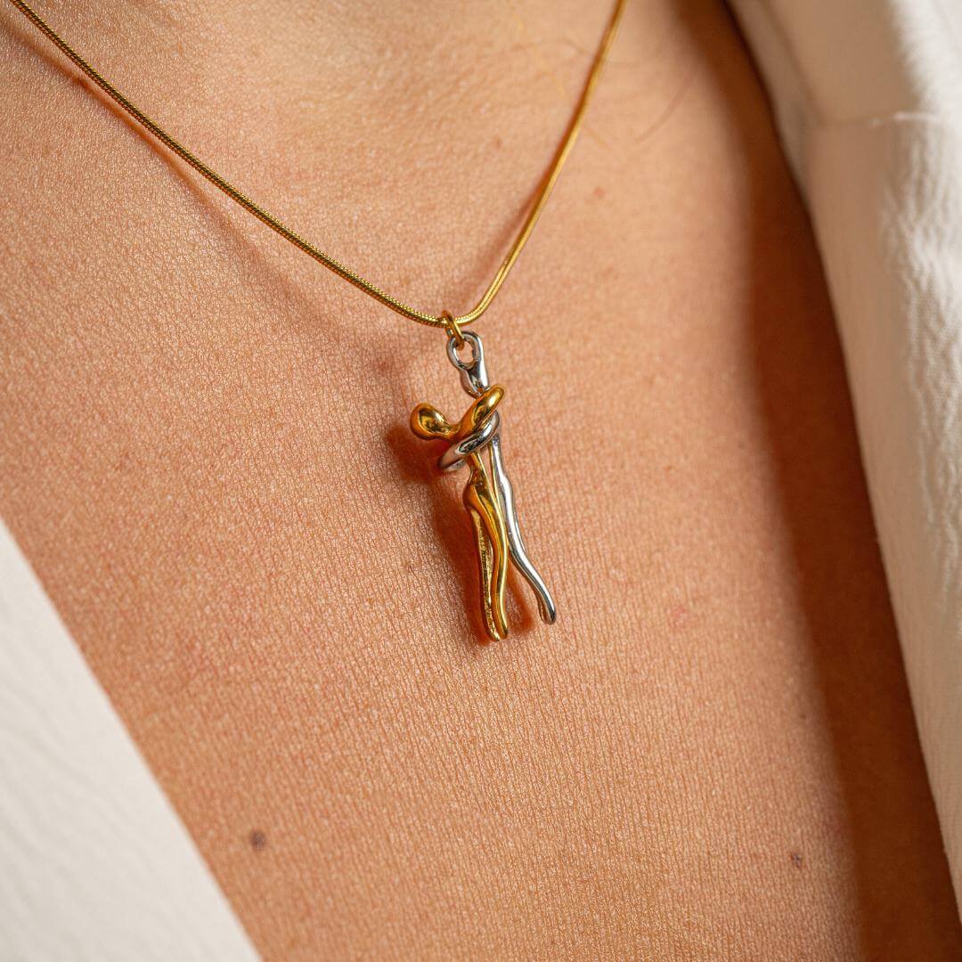 Necklace Couple Pendant Gold Silver Stainless Steel Love Jewelry