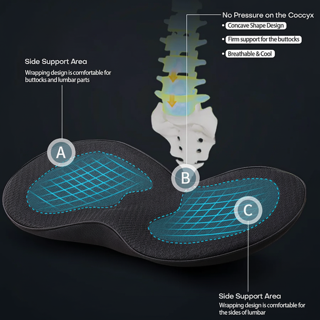 Car Seat Cushion Memory Foam Booster Driving