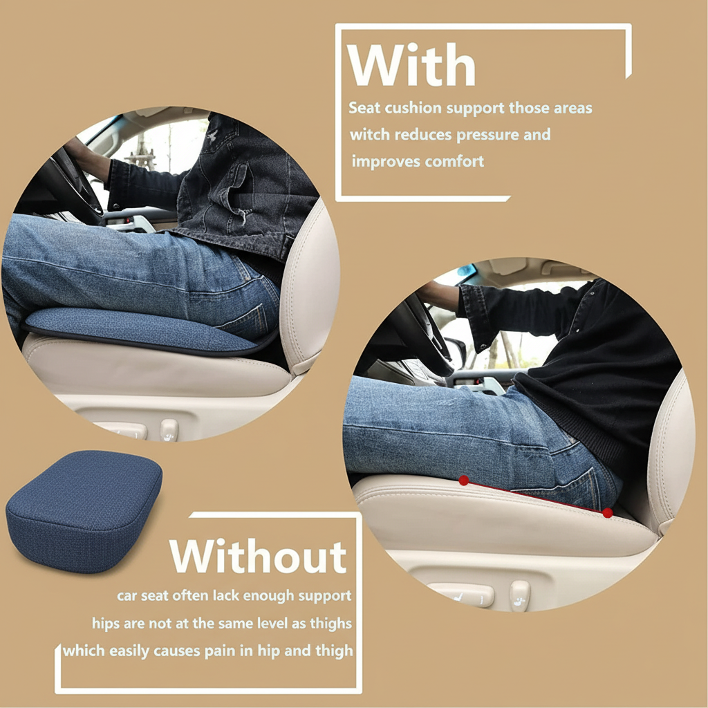 Car Seat Cushion Memory Foam Booster Driving