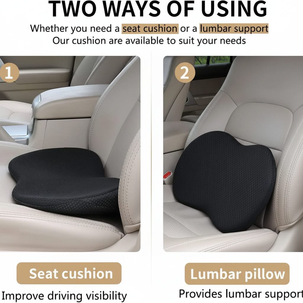 Car Seat Cushion Memory Foam Booster Driving