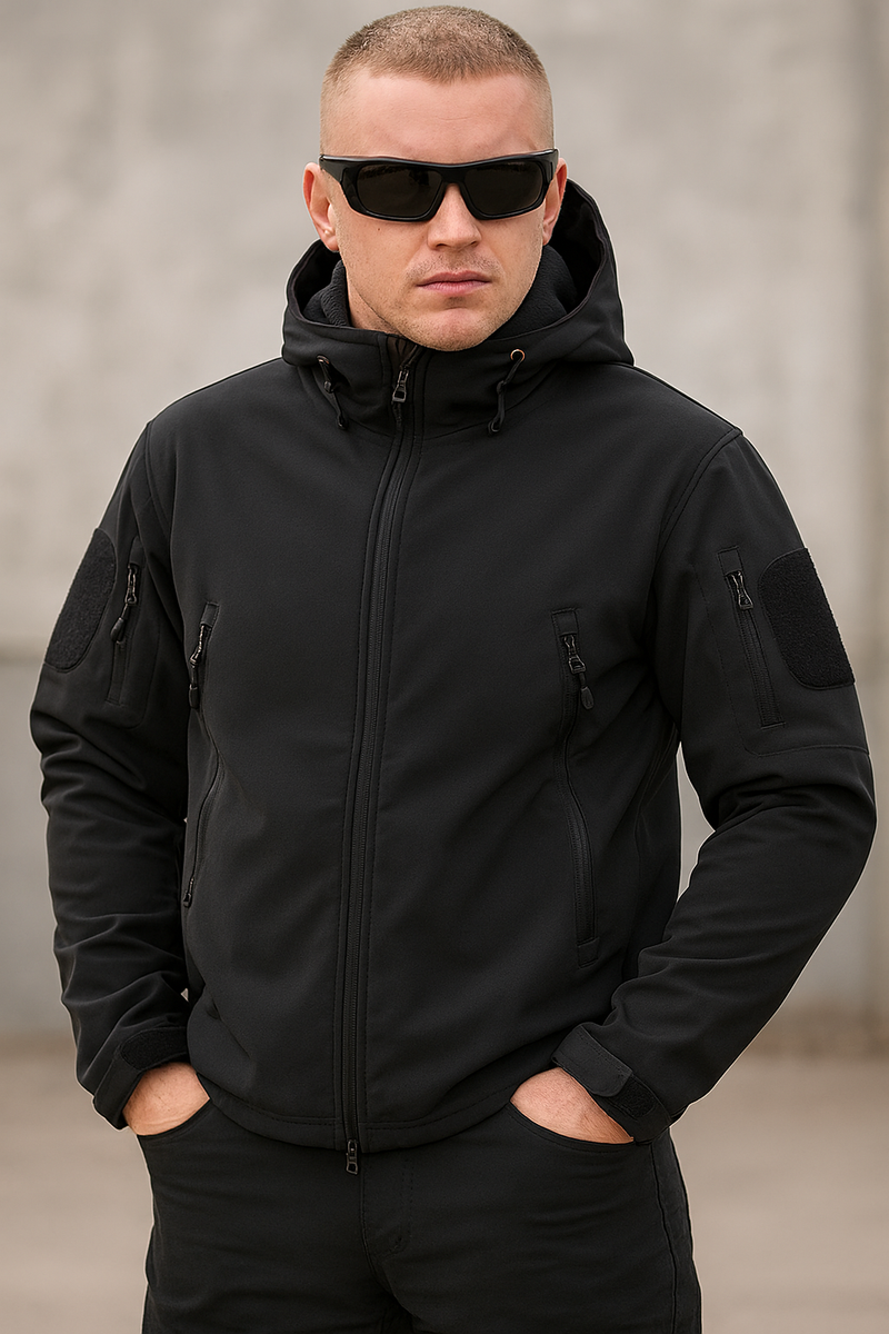 Men's Tactical Jacket with Hood – Black