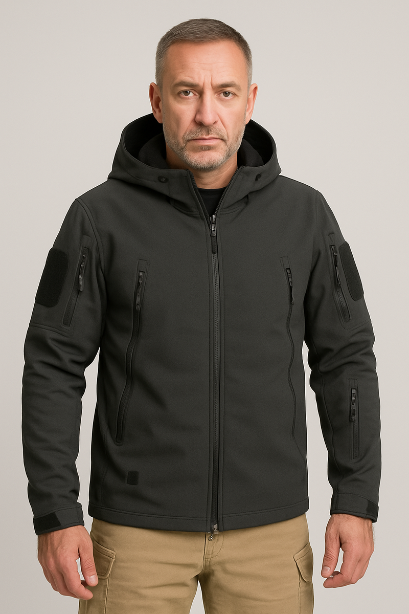 Men's Tactical Jacket with Hood – Black