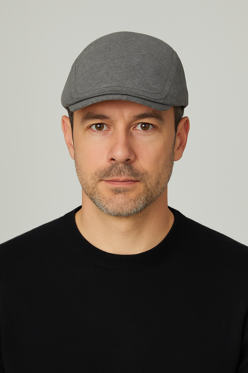 Men's Classic Adjustable Gray Wool Beret