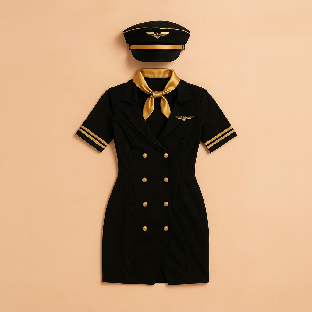 Costume Flight Attendant Women Elegant Party Fancy Dress Outfit