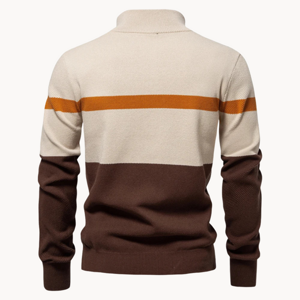Men's Stylish Color Block Quarter-Zip Jumper - Comfortable Casual Sweater for Everyday Wear