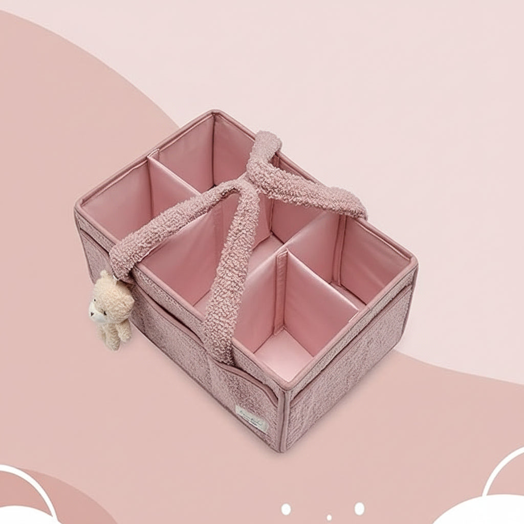 Diaper Caddy Organizer Plush Sherpa Baby Storage Basket