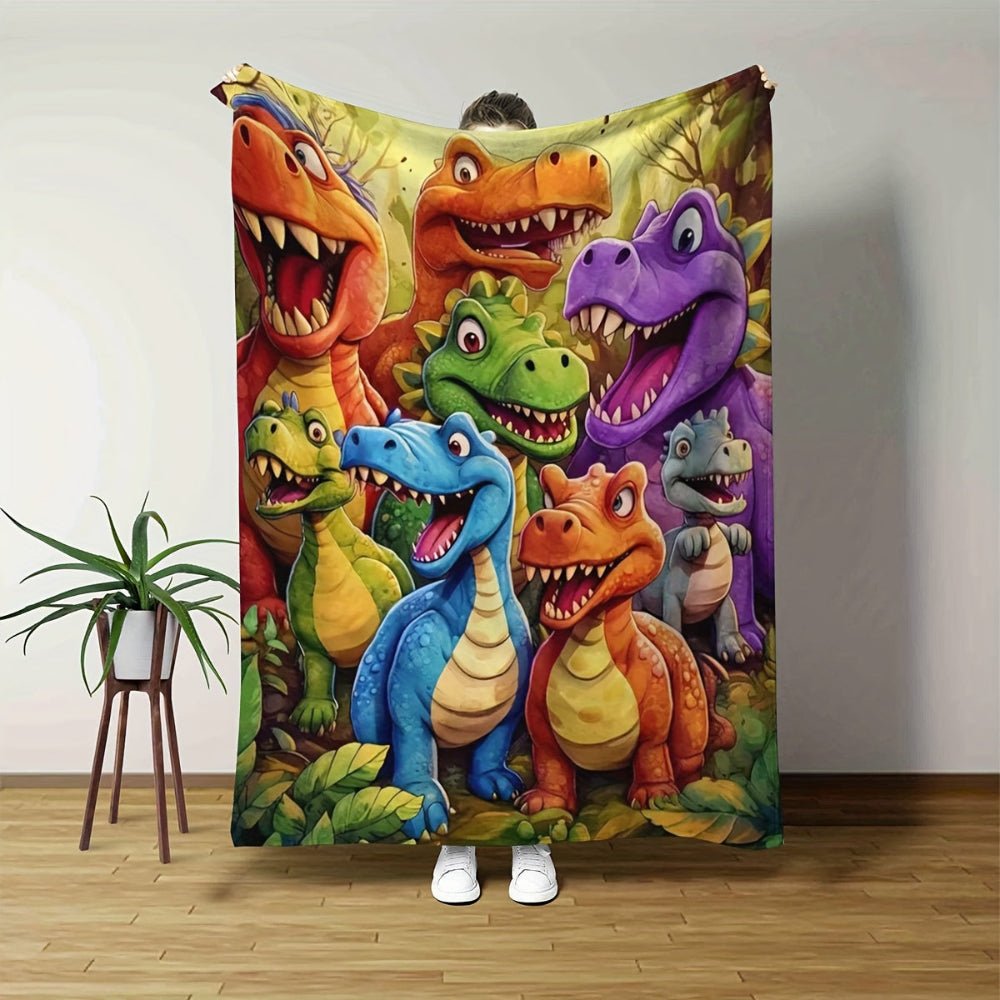Kids Throw Blanket Colorful Dinosaur Cartoon Soft Fleece Bed Blanket