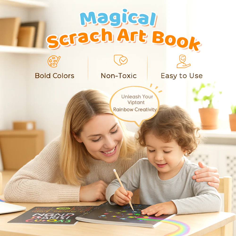 Drawing Paper Scratch Art Rainbow Craft Set