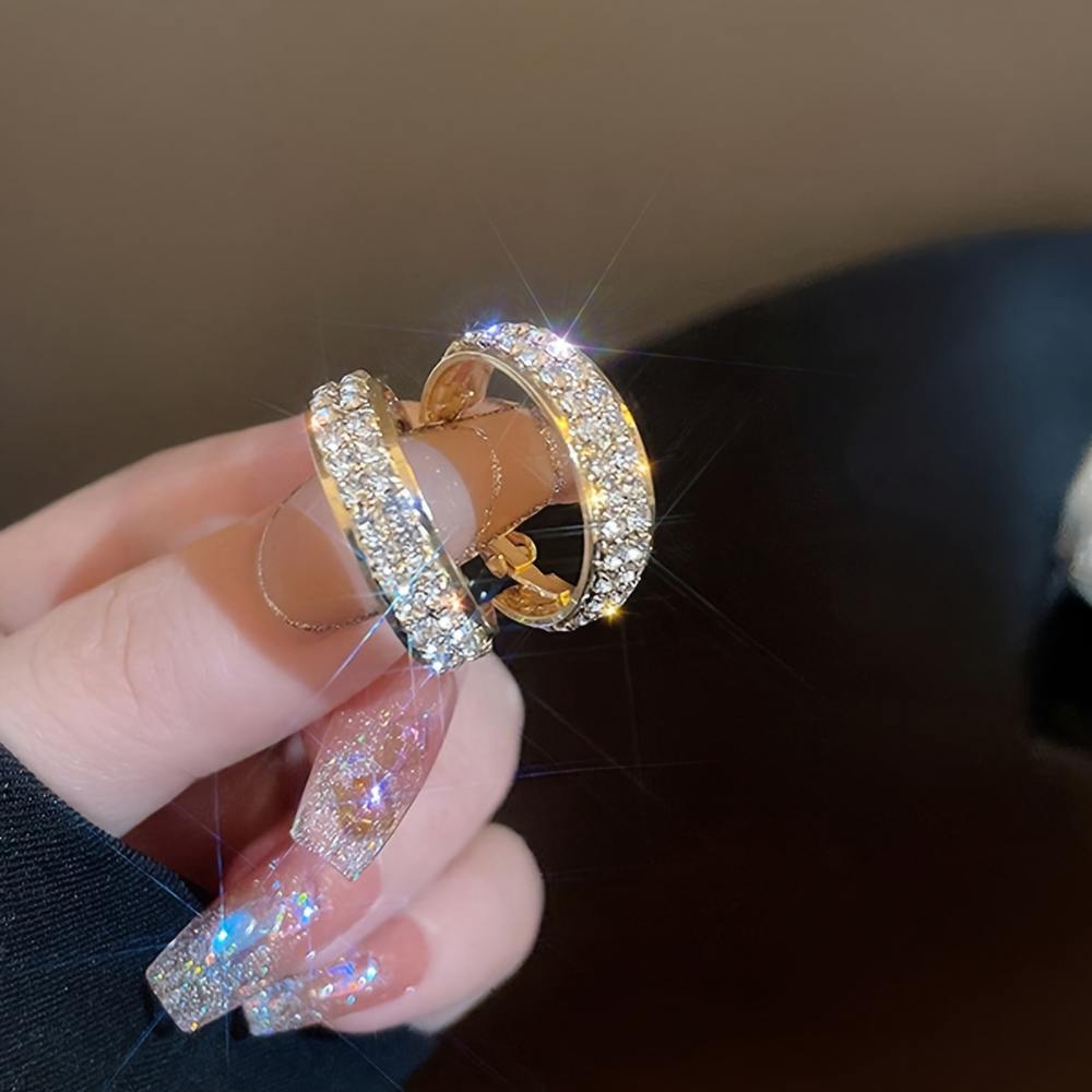 Earrings Mothers Day Gift Gold Crystal Hoop Elegant Jewelry