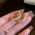 Earrings Mothers Day Gift Gold Crystal Hoop Elegant Jewelry
