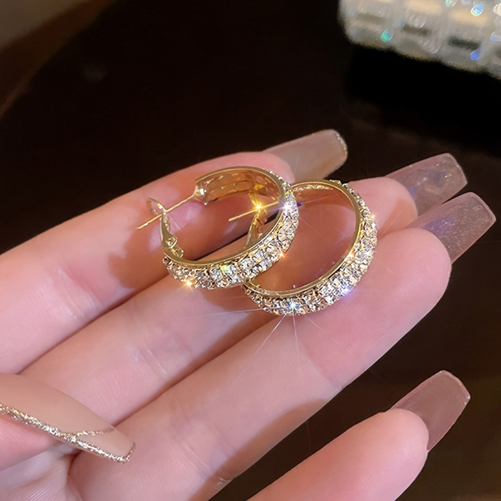 Earrings Mothers Day Gift Gold Crystal Hoop Elegant Jewelry