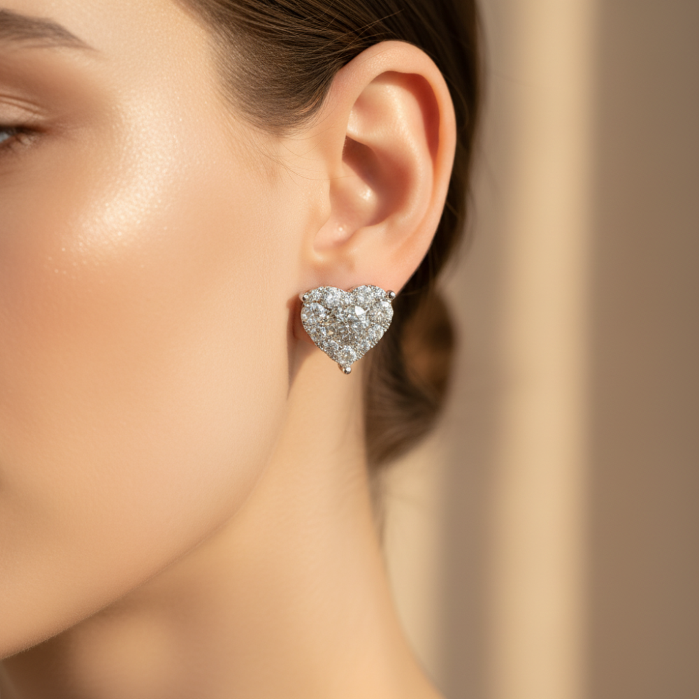 Earrings Mothers Day Gift Heart Crystal Stud Fashion Jewelry