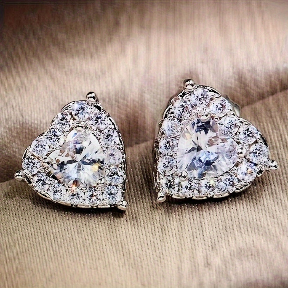 Earrings Mothers Day Gift Heart Crystal Stud Fashion Jewelry