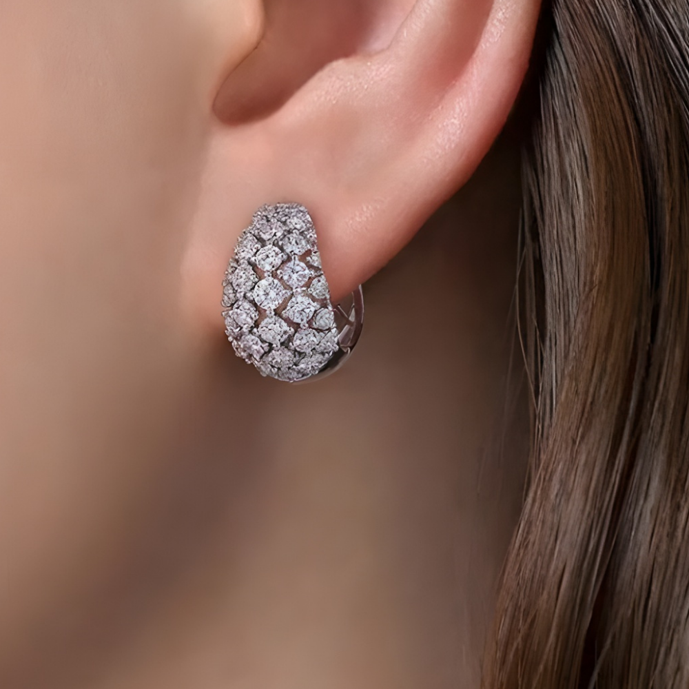 Earrings Mothers Day Gift Silver Crystal Cluster Stud Jewelry