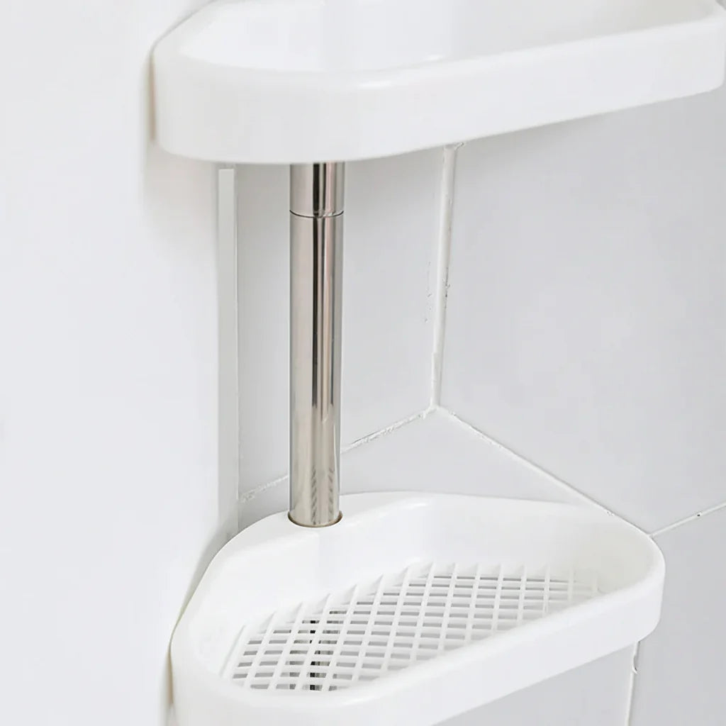 Shower Shelf Tension Pole Adjustable Corner Bathroom Storage Rack