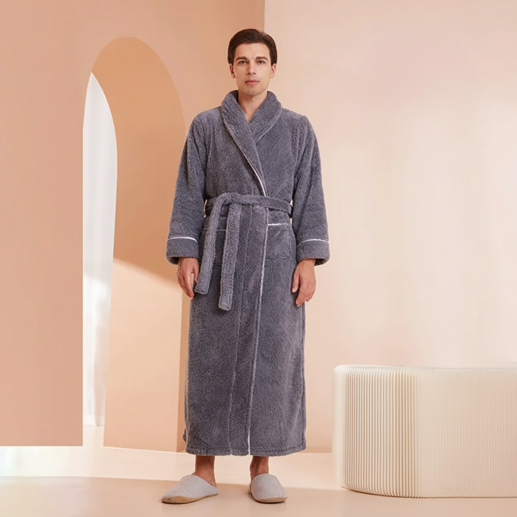 Bathrobe Winter Warm Long Sleeve Lounge Robe