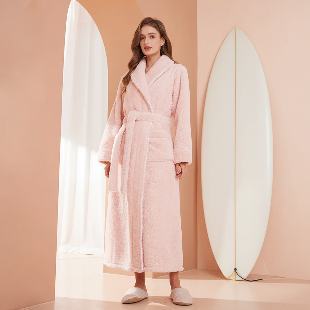 Bathrobe Winter Warm Long Sleeve Lounge Robe