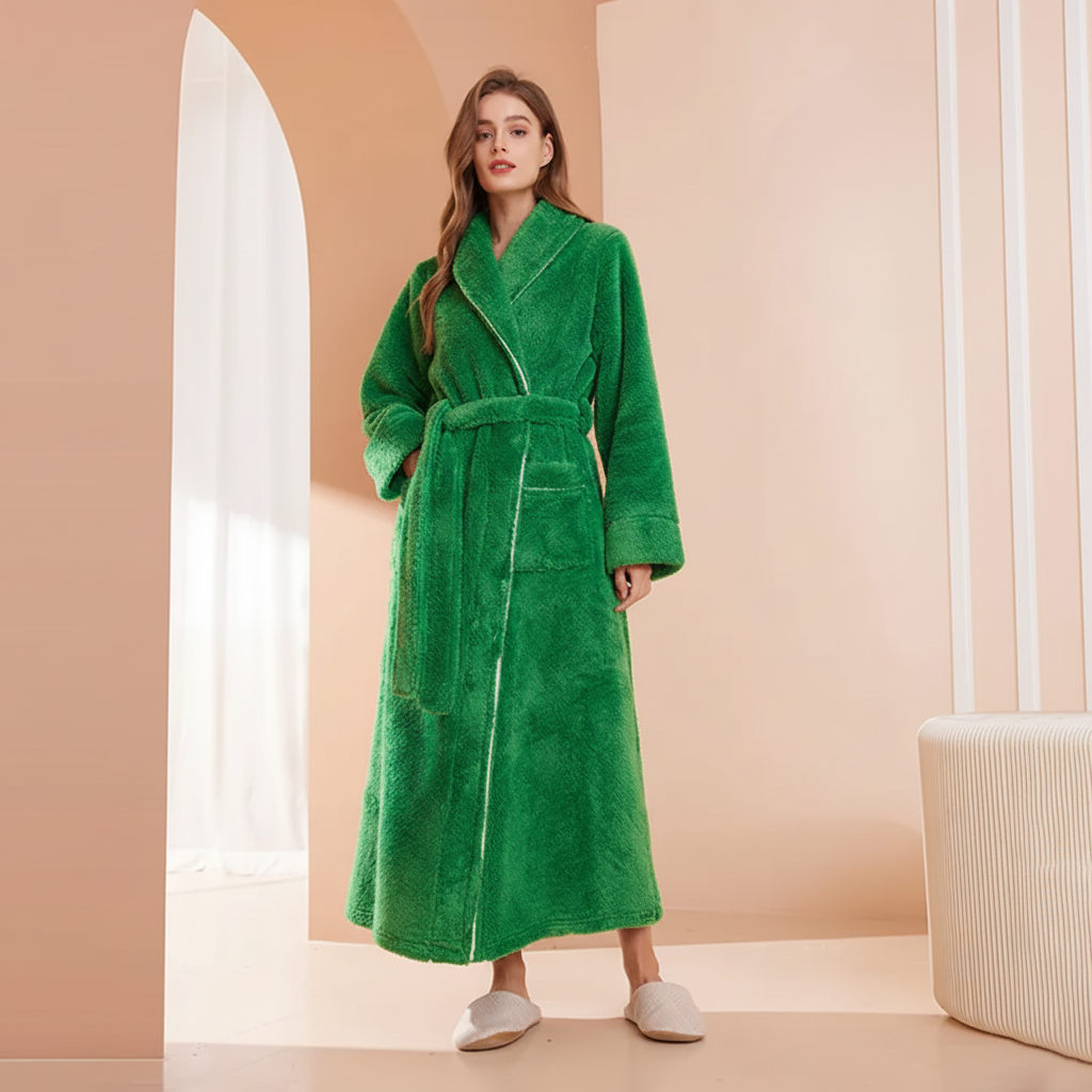 Bathrobe Winter Warm Long Sleeve Lounge Robe