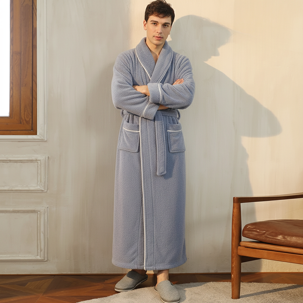 Bathrobe Winter Warm Long Sleeve Lounge Robe