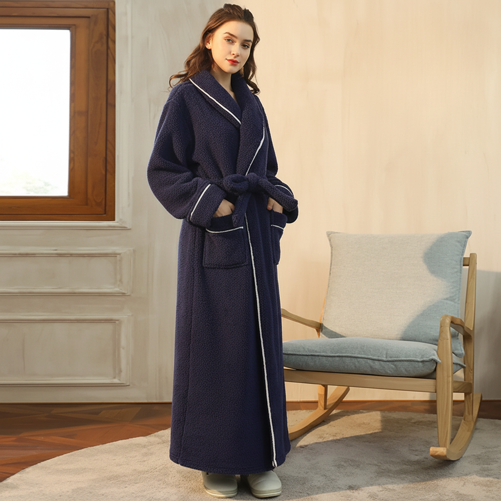 Bathrobe Winter Warm Long Sleeve Lounge Robe