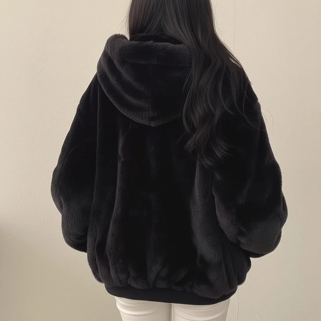 Winter Jacket Women Shearling Lined Zipper Casual Coat