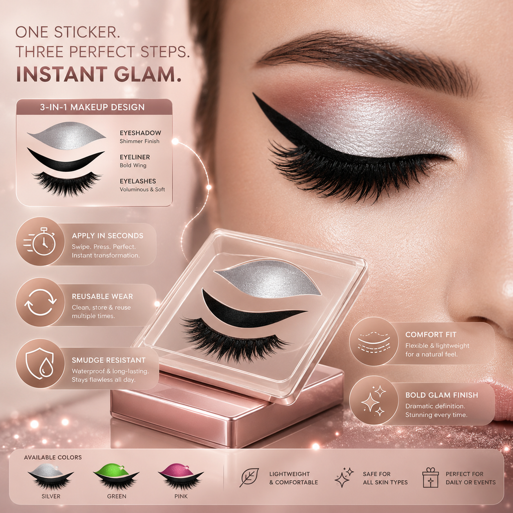 False Eyelashes 3 In 1 Reusable Eyeshadow Eyeliner Makeup Stickers