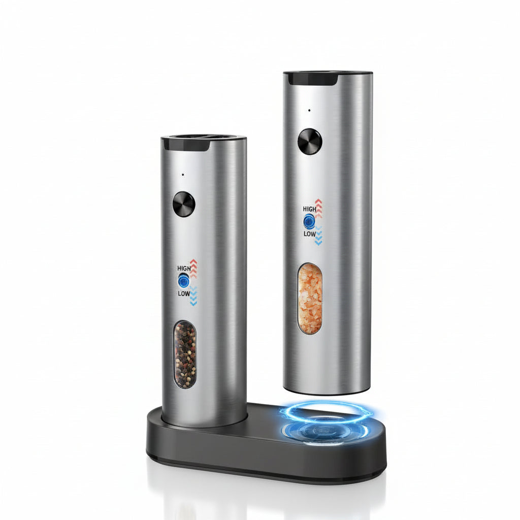 Electric Salt Pepper Grinder Set USB Rechargeable Charging Base ProMax