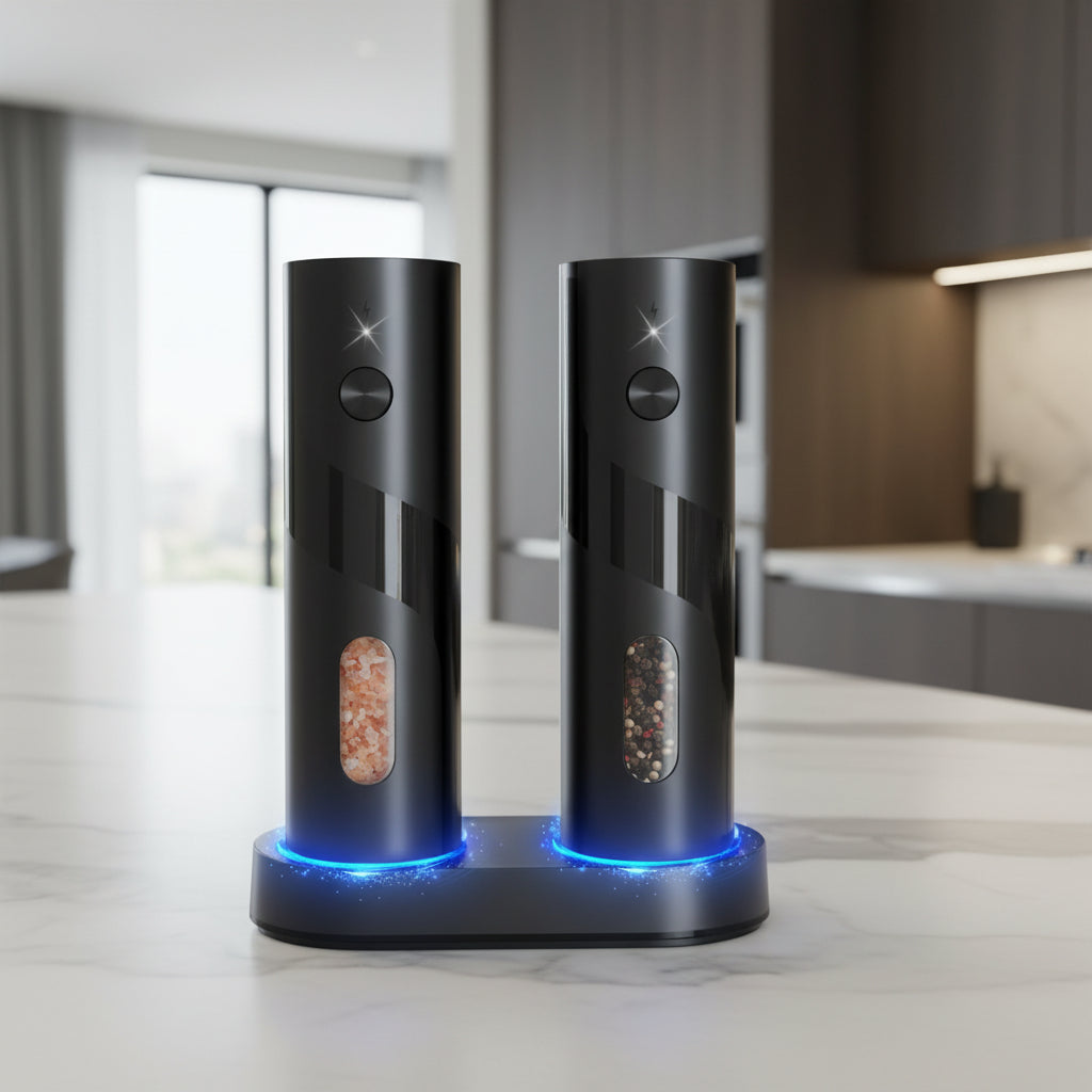 Electric Salt Pepper Grinder Set USB Rechargeable Power Base