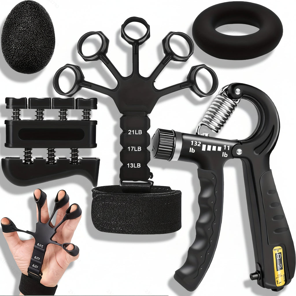 Hand Gripper Forearm Strength Trainer Adjustable Metal Workout Set