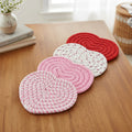 Table Coasters Heart Shaped Woven Polyester Heat Resistant Mats
