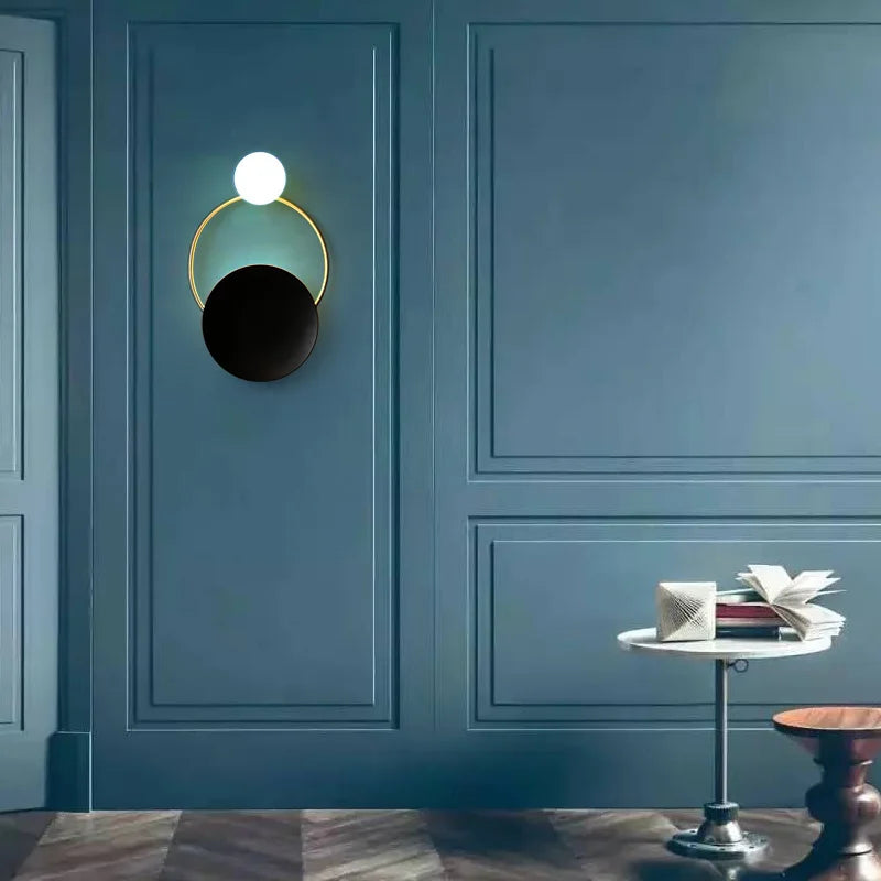 Designer Glass Wall Lamp | Modern Round Spherical Metal Light