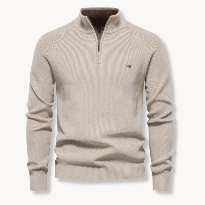 Men's Slim Fit Half-Zip Knitted Jumper with Stand Collar - Stylish & Comfortable Sweater for Casual & Smart Outfits