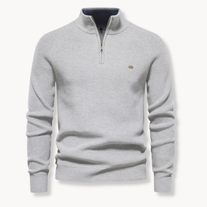Men's Slim Fit Half-Zip Knitted Jumper with Stand Collar - Stylish & Comfortable Sweater for Casual & Smart Outfits