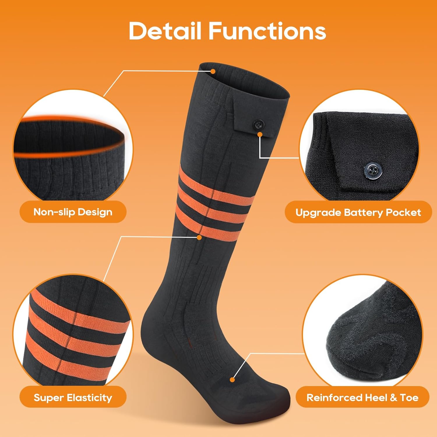 Heated Socks Temperature Control App Control Outdoor Use