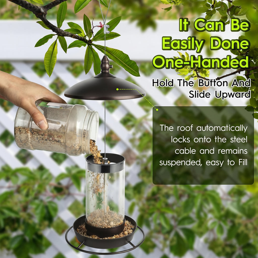Metal Bird Feeder 360 Degree Perch Easy Refilling Cleaning