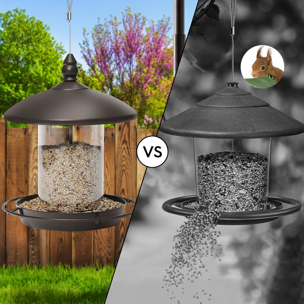 Metal Bird Feeder 360 Degree Perch Easy Refilling Cleaning