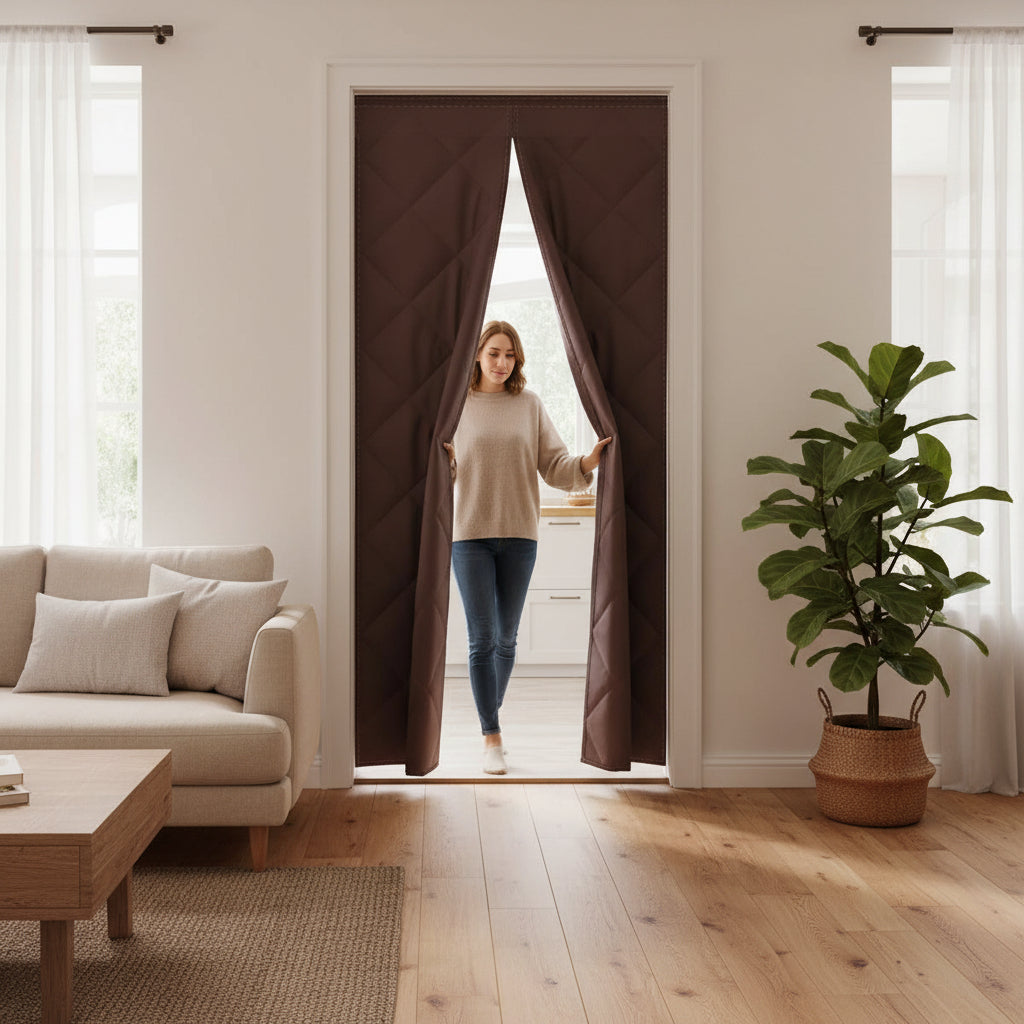 Magnetic Door Curtain Insulated Thermal Door Cover Draft Blocker