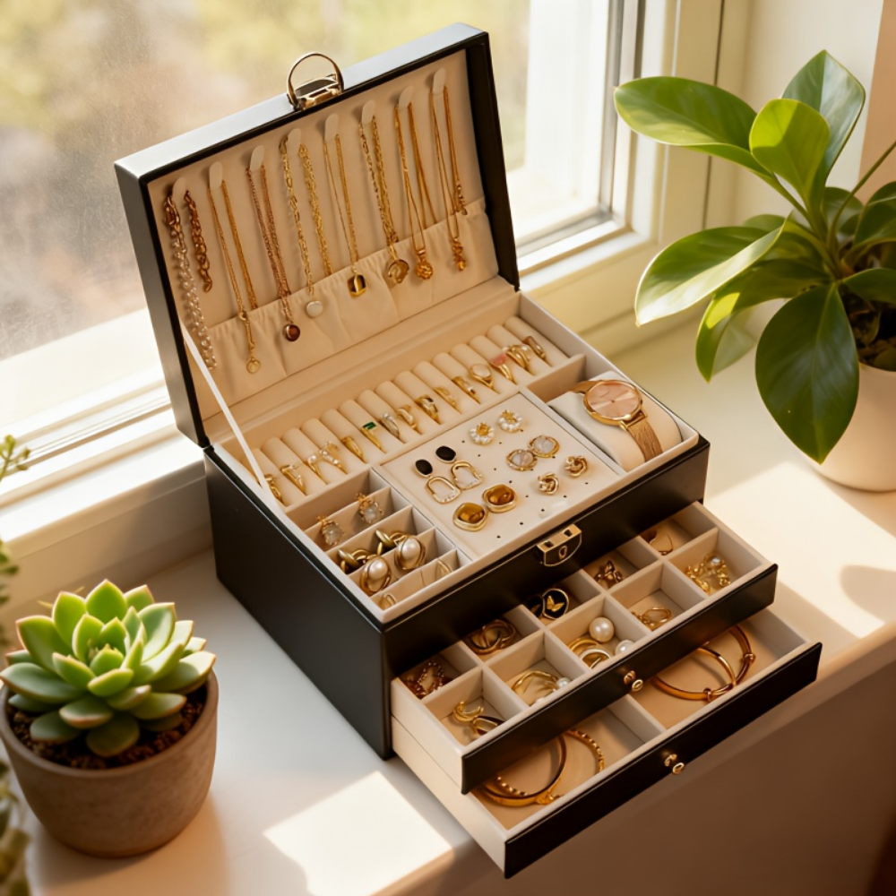 Jewelry Box Organizer Mothers Day Gift Lockable Storage Case