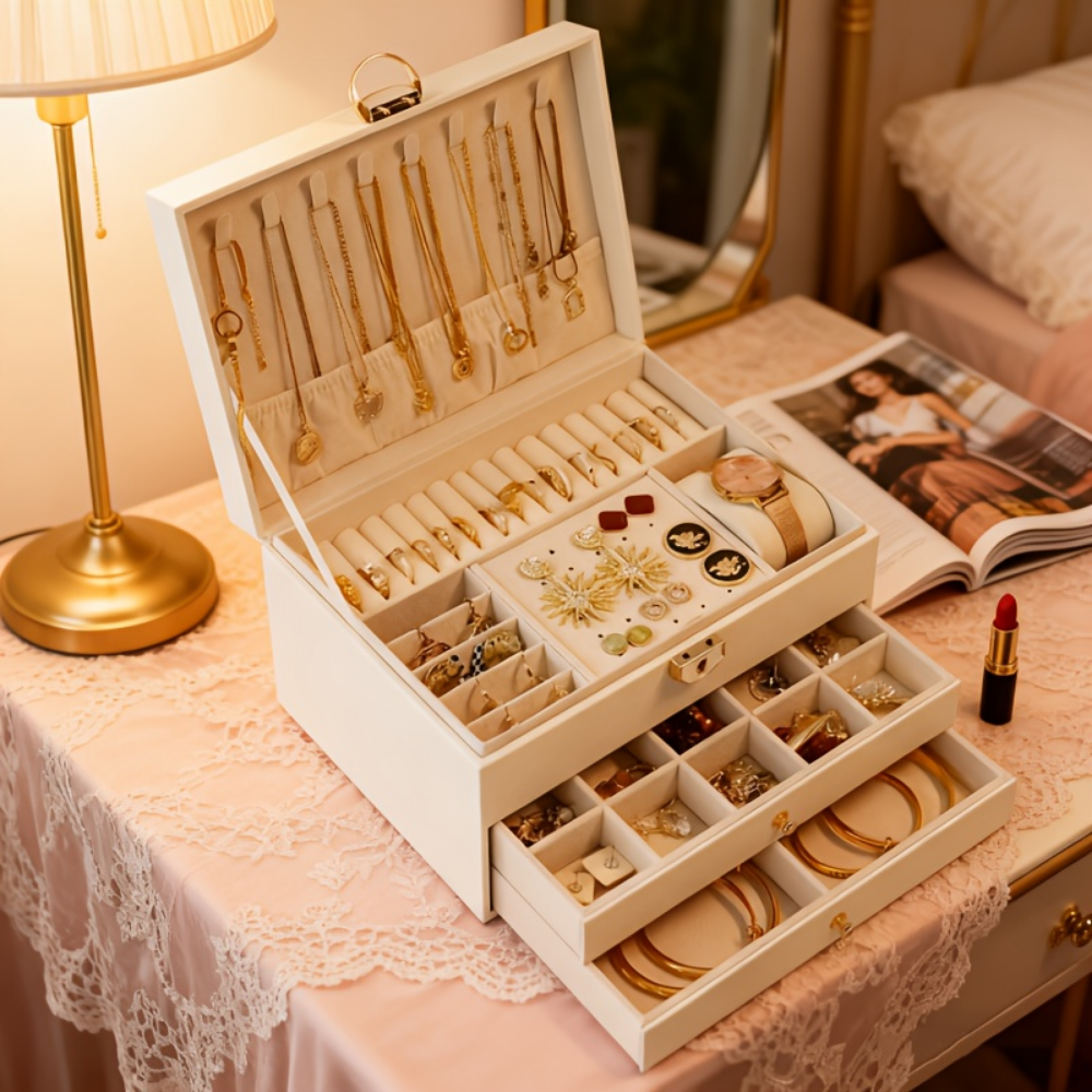 Jewelry Box Organizer Mothers Day Gift Lockable Storage Case