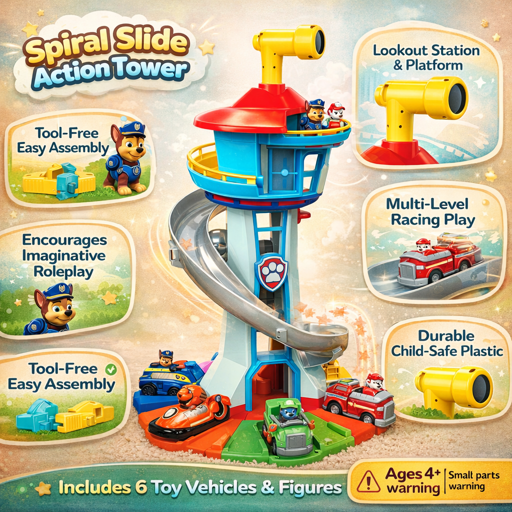 Kids Playset Slide Tower Toy Cars Activity Set Indoor