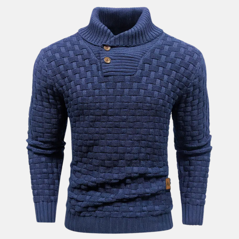 Men's Cozy Shawl Collar Textured Knit Sweater with Stylish Button Detail - Versatile Jumper for Every Occasion