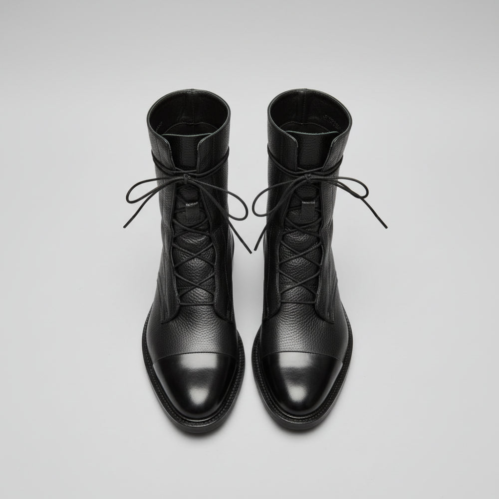 Women Ankle Boots Lace Up Leather Dress Booties