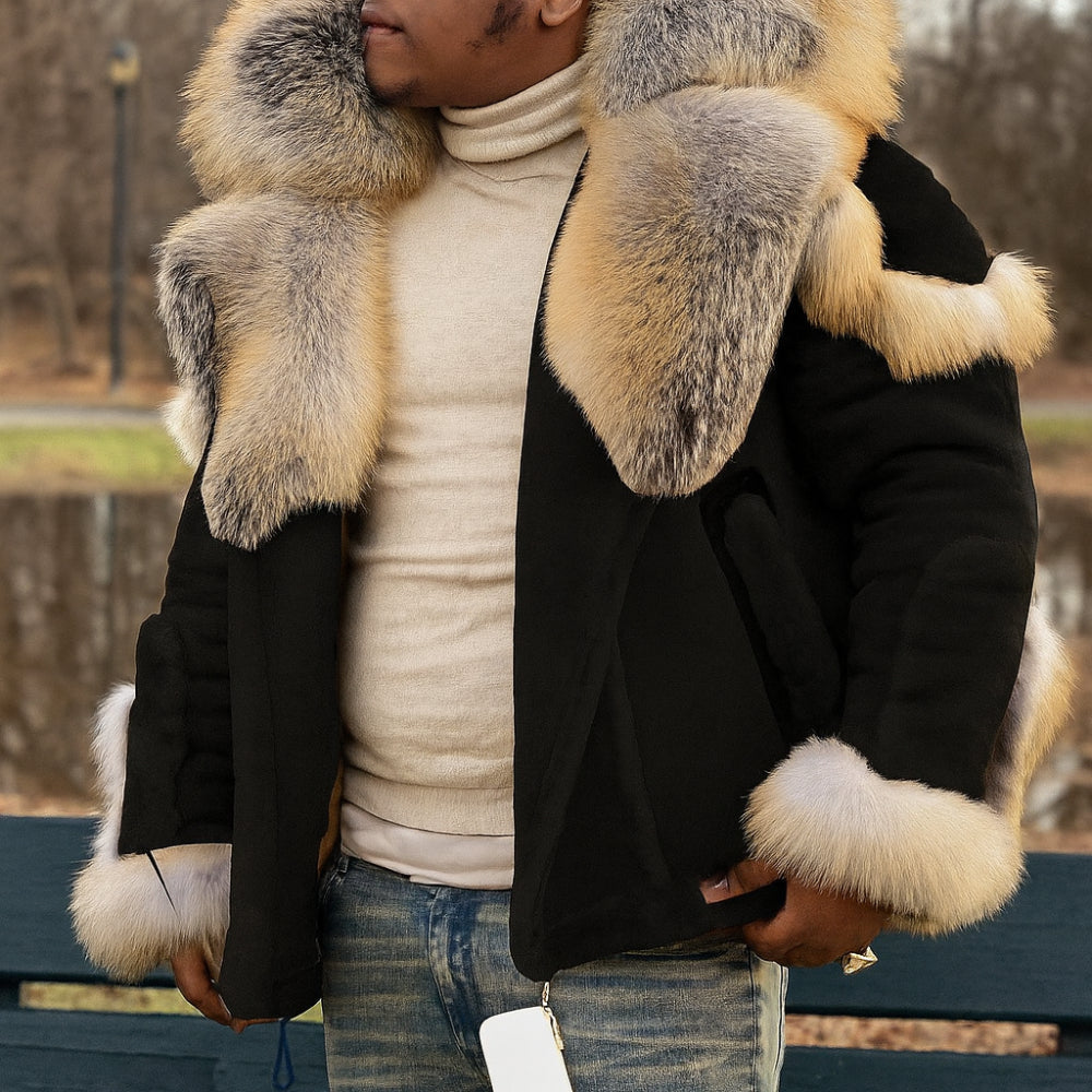 Men's Winter Coat Oversized Heavy Collar Jacket Outerwear