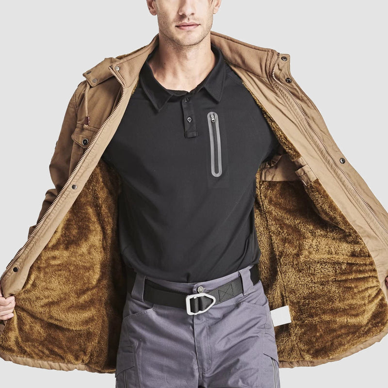 Men's Waterproof Fleece-Lined Winter Military Parka Jacket - Stylish, Warm Outerwear for Cold Weather Protection