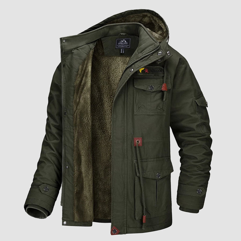 Men's Waterproof Fleece-Lined Winter Military Parka Jacket - Stylish, Warm Outerwear for Cold Weather Protection