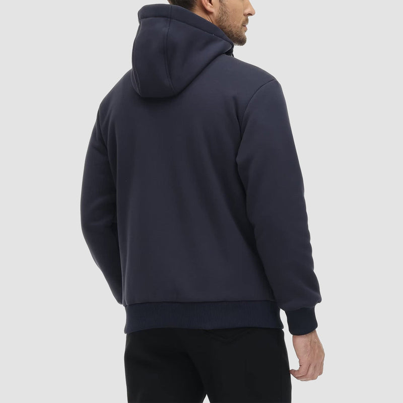 Men's Cozy Fleece Lined Zipper Hoodie Jacket - Warm Winter Coat for Ultimate Comfort and Style