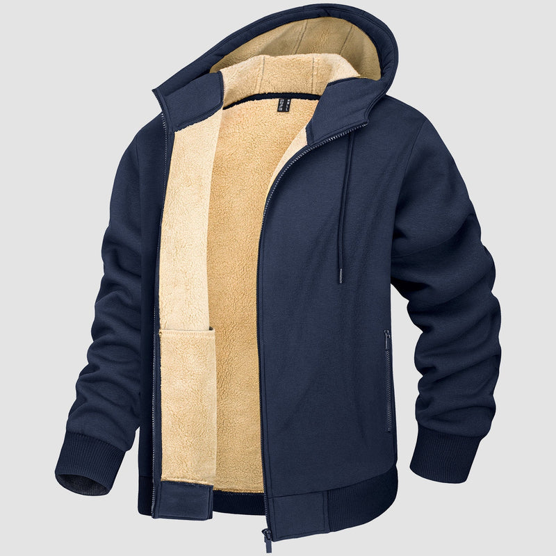 Men's Cozy Fleece Lined Zipper Hoodie Jacket - Warm Winter Coat for Ultimate Comfort and Style