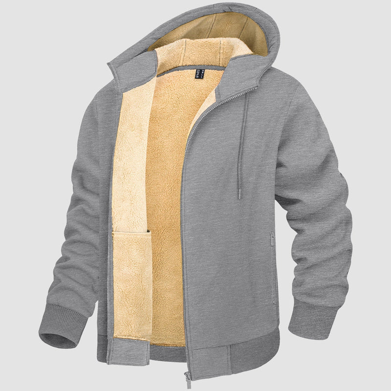 Men's Cozy Fleece Lined Zipper Hoodie Jacket - Warm Winter Coat for Ultimate Comfort and Style