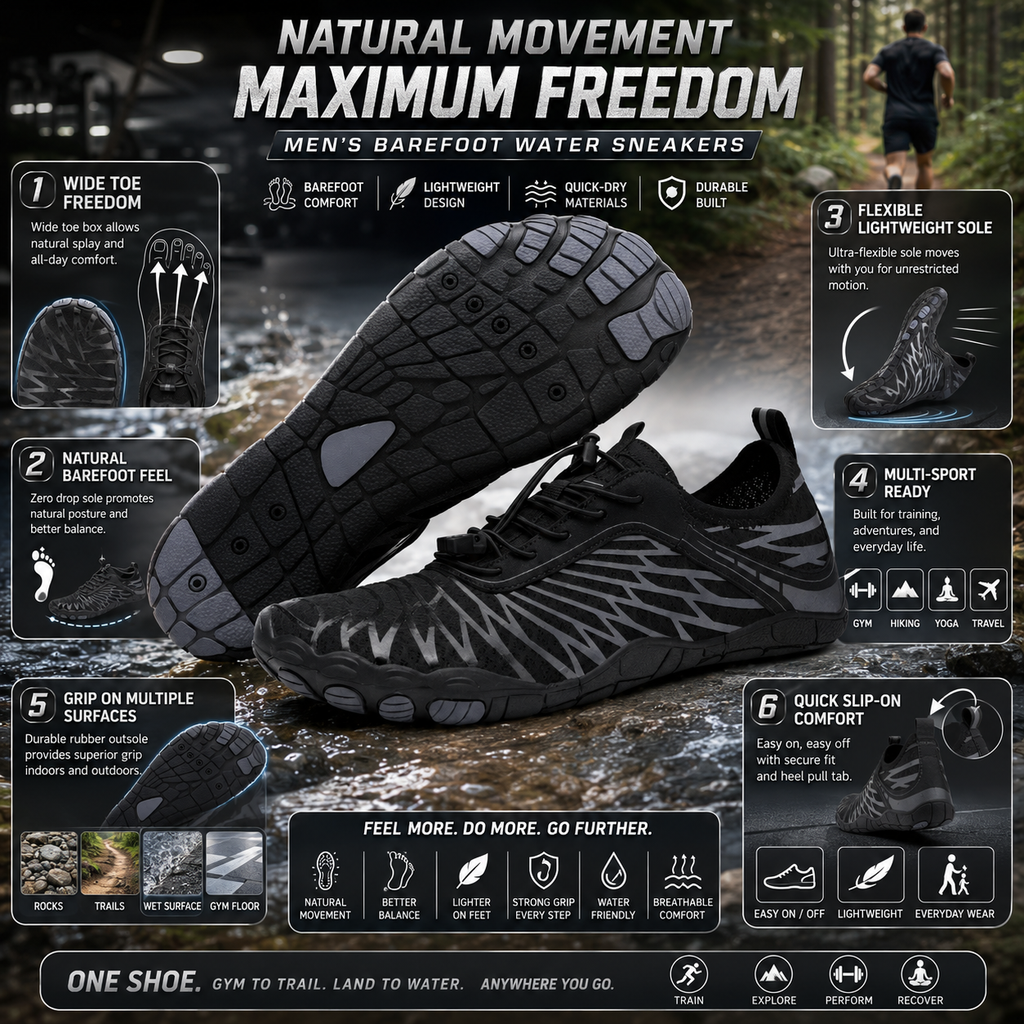 Men's Barefoot Shoes Wide Toe Athletic Water Sneakers