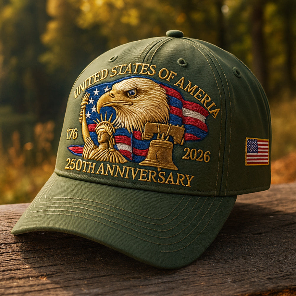 Men’s Baseball Cap Patriotic Eagle 250th Anniversary Veterans Hat